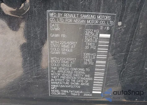 2017 Nissan Rogue Sv из США, поврежденный, VIN KNMAT2MVXHP517709